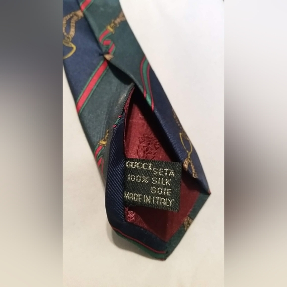 Authentic Vintage GUCCI 100% Silk Equestrian Tartan Made in Italy Neck Tye Tie - Picture 9 of 9